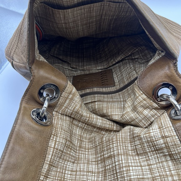 Gorgeous Vintage Orla Kiely Brown Embossed Leather Handbag Large - Picture 4 of 10